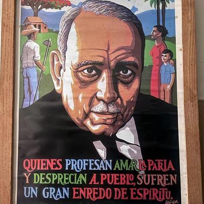 Founding Father of Puerto Rico. Framed, signed painting 