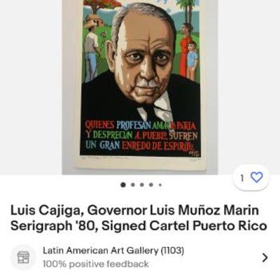 Founding Father of Puerto Rico. Our painting is signed and Framed 