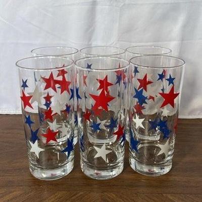 Vintage 4th of July Stars Tall Drinking Glasses
