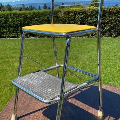 Vintage Folding Step Stool Chair In Sunny Yellow

