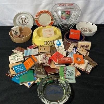 Variety Of International Vintage Ashtrays * Matches
