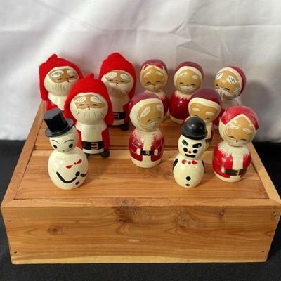 Made In Japan Wooden Santa Figures * Snowmen
