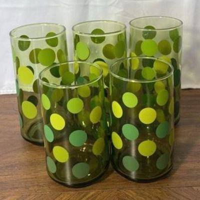 Vintage Green Dots Drinking Glasses
