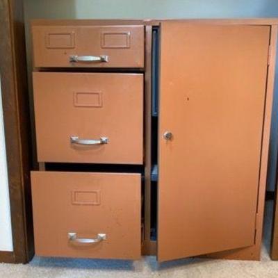 Cole-Steel Cabinet With Working Safe * Two File Cabinet Drawers
