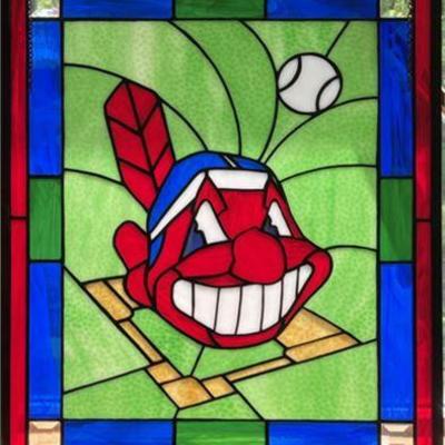 Lot 400-273
Cleveland Indians Chief Wahoo Stained Glass Window