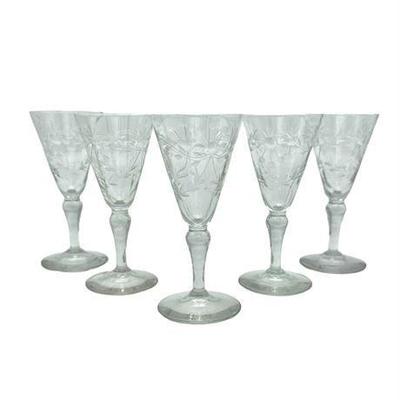 Vintage Art Deco Crystal Glass Cordials (5ct)