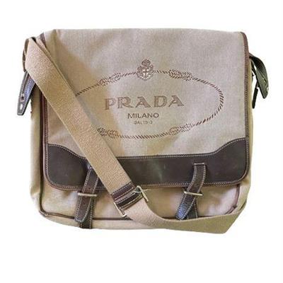 Lot 200-694   
PRADA Vitello-Trimmed Canapa Messenger Bag