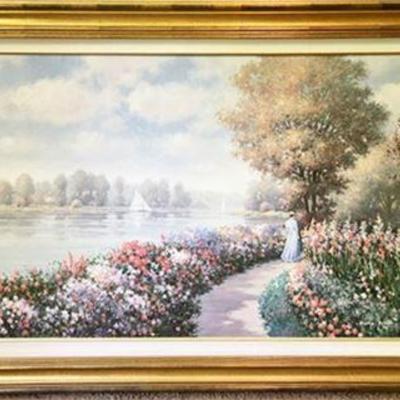 Lot 310  
Pierre Ronett, Oil on Canvas, Lakeside Garden Scene