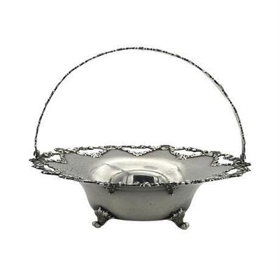 Sterling Silver Footed Basket Bowl with Handle