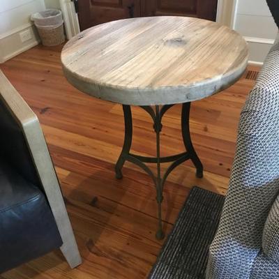 wood and metal 21 X 26" table $150
