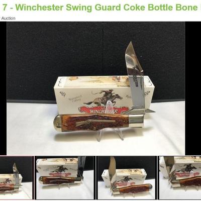 Lot # : 7 - Winchester Swing Guard Coke Bottle Bone Handle
Blue Grass Cutlery Winchester - Rifle Shield Series W15 19109 1/2 Measures: 5...