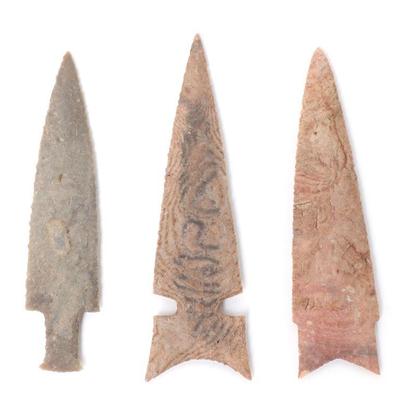 Three Modern Native American Arrowheads w/notes