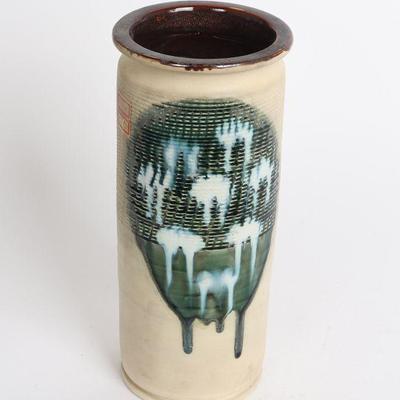 Vintage Signed Drip Painted Porcelain Vase