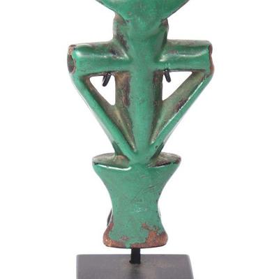 Excellent Green Painted Whistle, Mossi peoples