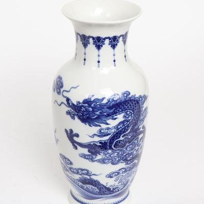 Chinese Blue & White Porcelain Dragon Vase