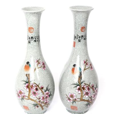 Beautiful Japanese Crackle Glazed Vases