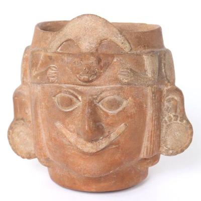 Moche Pottery Portrait Vessel of a Noble Personage