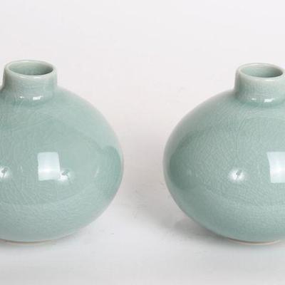 Pair Crackle Glazed Chinese Porcelains