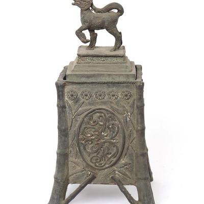 Chinese Bronze Censer Qilin Lid