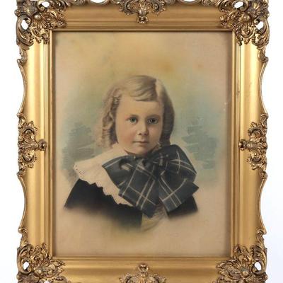 Antique Pastel of a Young Child