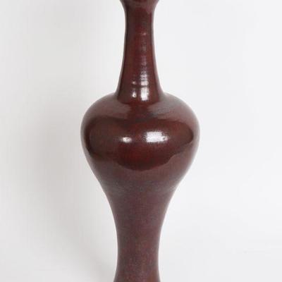 Tall Chinese Oxblood Glaze Porcelain Vase