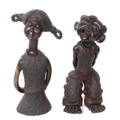 Hardwood Carved Children's Statues