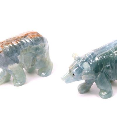 Pair of Aquamarine Hand Carved Bears