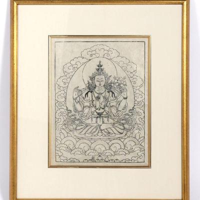 Thangka Print, Ink on Paper, 19th Century