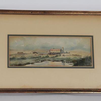 Impressionist 'San Luis Rey Mission' Watercolour, signed Turton