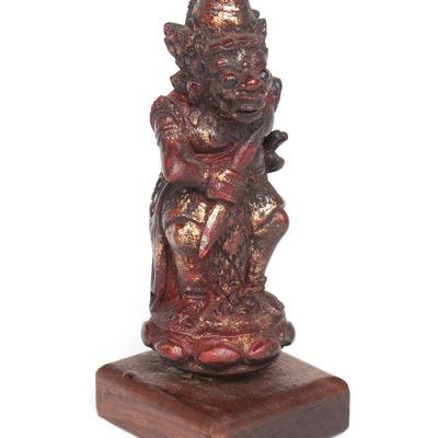 Rakshasa Demon Kris Handle in Gilt Red Lacquer, Balinese 19th/20th c.