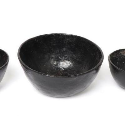 Chinese Yi Peoples Lacquer Bowls Trio