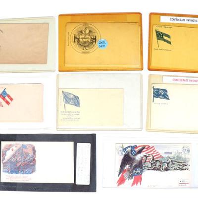 Group of Nine Union & Confederate Patriotic Envelopes, Civil War Era