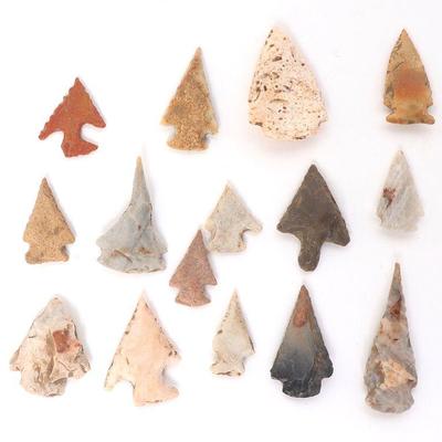 Group of 15 Native American Arrowheads