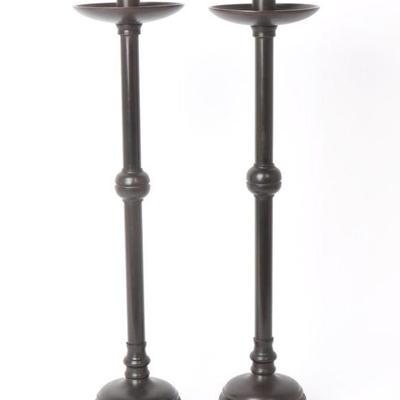 Thai Tall Bronze Candlesticks, 20th C.