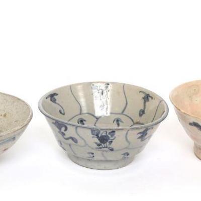 Trio of Antique Chinese Ceramic Bowls