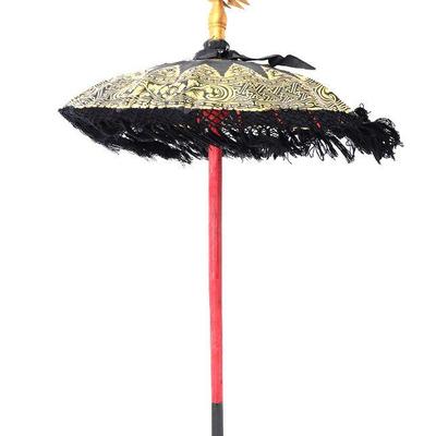 Deep Blue and Gold Balinese Ceremonial Umbrella