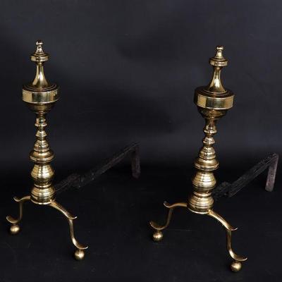 High Quality Pair of Federal Brass Andirons, Circa 1800's