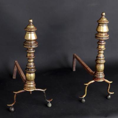 Fine Federal Brass Andirons, Circa 1800