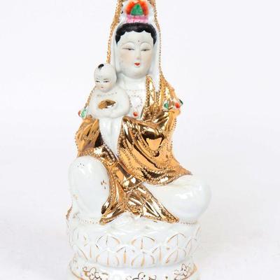 Chinese Seated Thousand Pearl Guanyin w/Son