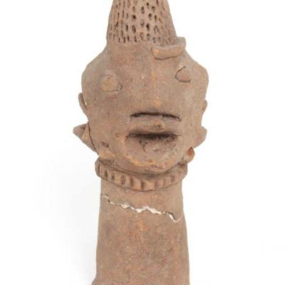 Koma Anthropomorphic Three-Faced Terracotta Head