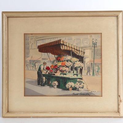  'Frank Serratoni' (1908 -1970) Flower Stand Lithograph