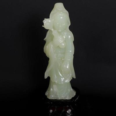 Carved Hardstone Statue of Quan Yin Immortal