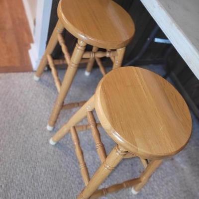 Wood stools, set of 4.