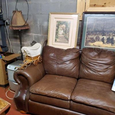 Leather couch, chair and ottoman 