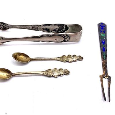 Russian silver, enameled fork