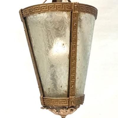 Antique Greek Key pendant light.