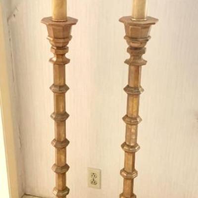 Pr. of torchere lamps, ht. to finial 64”