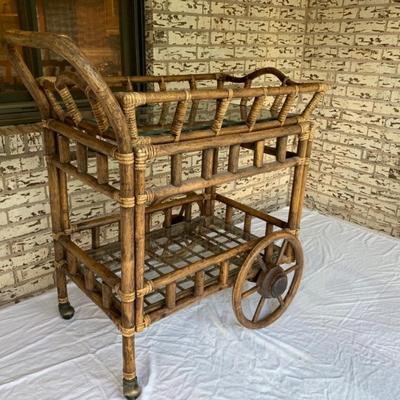 Vintage bamboo tea cart.