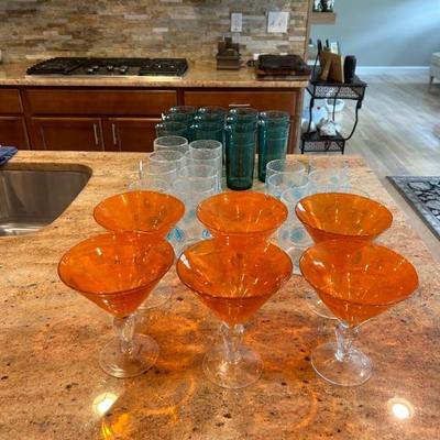 Hand Blown Glass Margarita Glasses 
