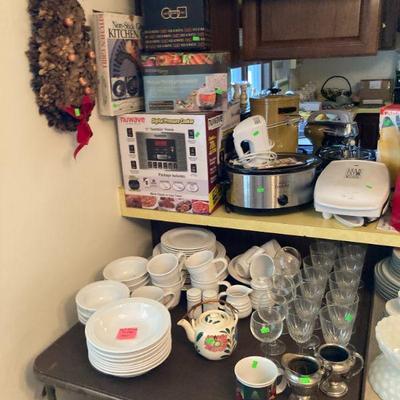 Set of Gibson dishes & New small appliances